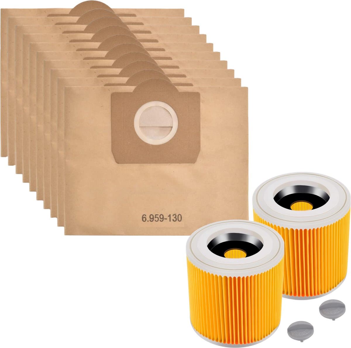 Accessoirespakket voor Karcher WD3 WD3 Premium A2204 - Vervanging Stofzuigerzak 6.959-130 [Set 10] Vervanging Filter 6.414-552.0 [Set 2] — afbeelding 1