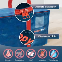 Set van 4 XXL opbergzakken - grote tas voor verhuizing en reizen - stevige dikke en waterdichte tas - WRAPPYBAG - versterkte handgrepen - kleding dekbed/kussen - 75 x 36 x 38 cm — thumbnail 1