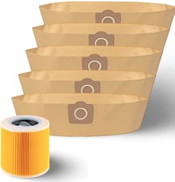 DEGG® - Stofzuigerzakken (5 stuks) & Patroonfilter | Geschikt voor Kärcher WD3, WD3P, MV3, MV3P | Vervangt 6.959-130.0 & 6.414-552.0 — thumbnail 1