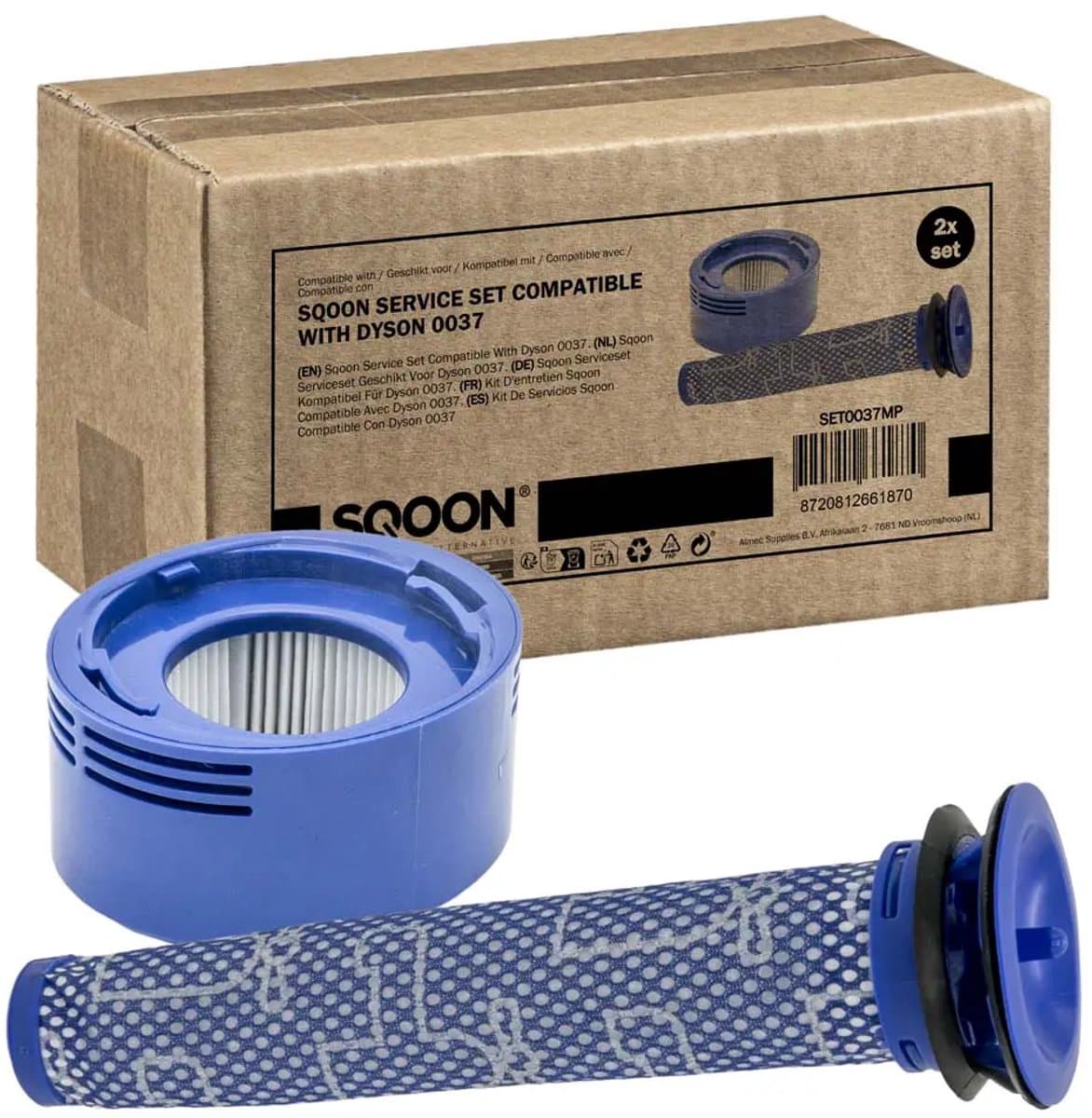SQOON® filterset geschikt voor Dyson V11 / V15 steelstofzuiger - Gelijk aan model: 967478-01, 965661-01 - HEPA en post-motorfilter vervangingsset — afbeelding 1