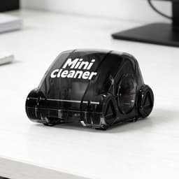 Bureaureiniger - Handstofborstel - Bureau Opruimen - Miniatuur Wagentje Design - 8x8x6 cm - Zwart — thumbnail 2