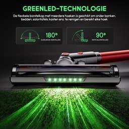 Hiaonyx steelstofzuiger - 9-in-1 steelstofzuiger draadloos - 75000pa - Met dierenborstel - LED Groene Stofdetectielamp - Geschikt voor Tapijten - Harde Vloeren en Dierenharen - 2-liter stofopvangbox - Rood — thumbnail 4