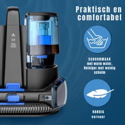 Aurixi® Vlekkenreiniger - Vlekkenreinigers - Tapijtreiniger Machine - Vlekkenreiniger Bank - Zwart/Blauw - 35cm x 30cm x 33cm — thumbnail 3