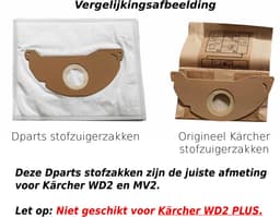 5x Dparts stofzuigerzakken geschikt voor Karcher WD2 en MV2 series - nr. 6.904-322.0 — thumbnail 2