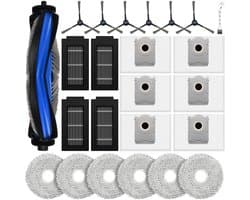 GELLDG Stofzuigeronderdelen - 24 Stuks - Vervangingsset - Geschikt voor Ecovacs Deebot T50 Pro Omni Gen2 / T50 PRO Omni / T50 Omni - Incl. 1 Hoofdborstel, 6 Dweilen, 6 Stofzakken, 4 Filters, 6 Zijborstels en 1 Reinigingsborstel