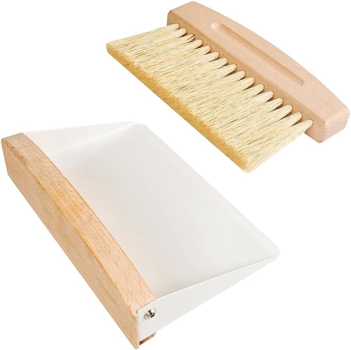 Kleine Stoffer Blik - Mini Borstel Set - Thuis Bureau - Magnetisch Ontwerp - 15 x 10 cm - Wit — afbeelding 1