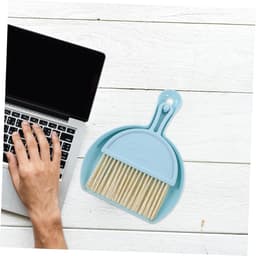 Mini Bezems Stoffer - Reinigingsset - Bureau Schoonmaken - Compact Ontwerp - 18 cm Bezem - Blauw — thumbnail 3