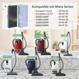 3 stucks Filter voor Miele [Compact C1 & C2 - Complete C2 & C3 - S8340] - Vervangfilters Compatibel met Miele stofzuigers S4000 - S5000 -S6000 — thumbnail 5