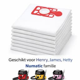 Stofzuigerzakken microfiber NUMATIC, HENRY, JAMES, HETTY 10 zakken, Numatic Henry/James Stofzuigerzakken – Microfiber – 10 stuks – Hoge filtratie – Perfecte pasvorm – Geschikt voor Numatic Quick-serie, Henry en James – Optimale zuigkracht. — thumbnail 2