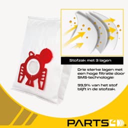 20 Stofzuigerzakken PARTS4® geschikt voor Miele FJM -incl. 2 filters- | Made in Europe | Passend in o.a. Complete C1, Compact C1 & Compact C2, S241, S290, S300, S500, S700, S4 (S4000 > S4999), S6 (S6000 > S6999), 9917710, MI30, NR57+ — thumbnail 5