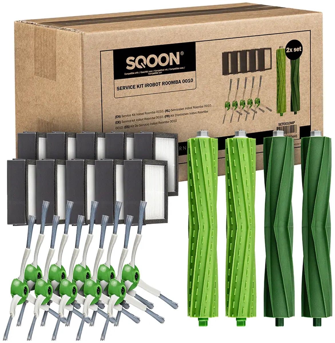 SQOON® Onderhoudspakket XL geschikt voor iRobot Roomba i3, i3+, i7, i7+, i4, i6, i6+, i8, i8+, E5, E6, E7, (niet j7 , j7+) - Perfect voor grondige reiniging en eenvoudig zelf te installeren — afbeelding 1