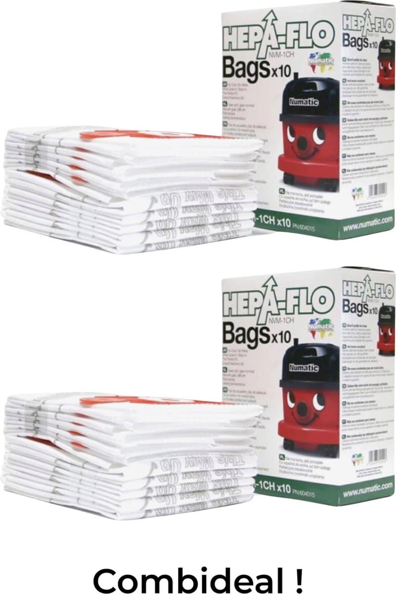 Numatic - Stofzuigerzakken - NVM1CHX10 - Henry/Hetty - VOORDEELVERPAKKING - 20 STUK(S) — afbeelding 1