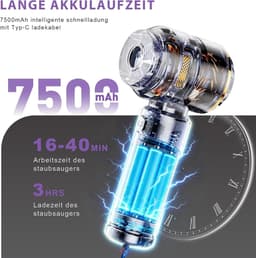 Draadloze Handstofzuiger - Zwart - 4-in-1 - Krachtige Accu met 7500 mAh - Voor Auto en Huis — thumbnail 3
