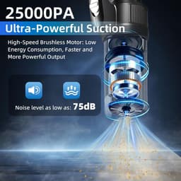 Draadloze Handstofzuiger - Zwart - Compact - Met HEPA-filter en Opzetstukken - Voor Thuis en Auto — thumbnail 2