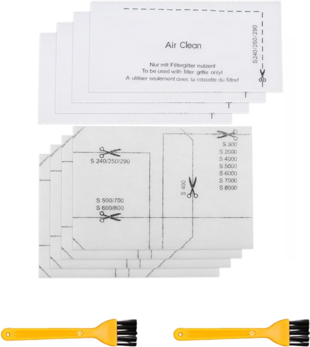 Filterset geschikt voor Miele Stofzuiger – 4x AirClean Filter + 4x Motorfilter – Complete C1 C2 C3, Compact C1 C2, Classic C1 – incl. 2 Reinigingsborstels — afbeelding 1