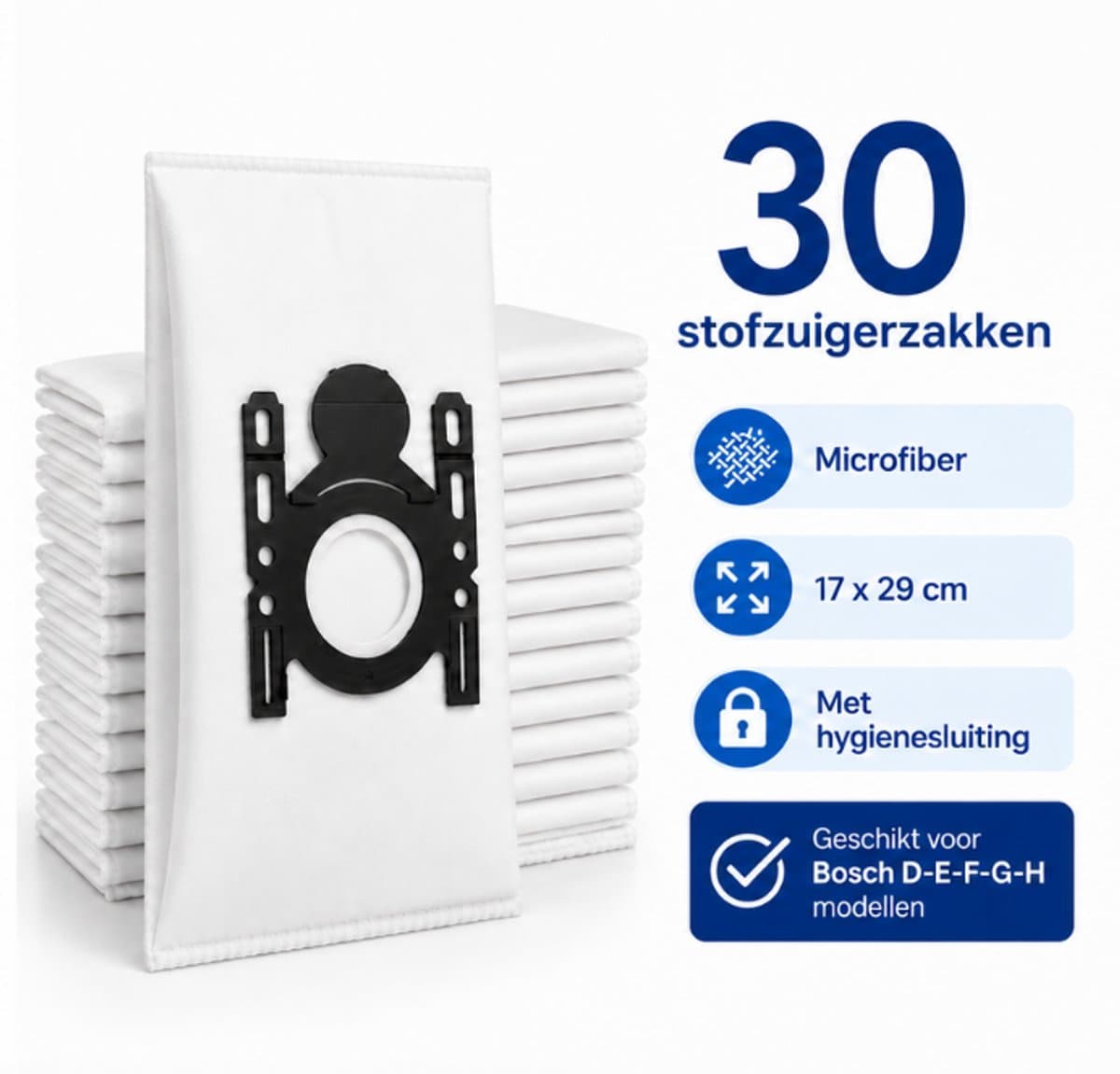Kleanburg® - Stofzuigerzakken - Geschikt voor Bosch & Siemens - G-ALL - 30 stuks — afbeelding 1