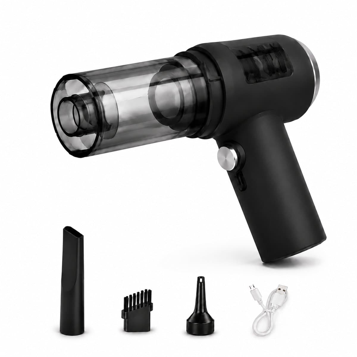 Autostofzuiger Draadloos - Nat & Droog - 3 Opzetstukken - USB Oplaadbaar - Zwart — afbeelding 1