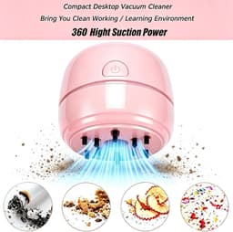 Mini Tafelstofzuiger Roze USB Oplaadbaar, Draagbare Bureaustofzuiger voor Gumrestjes, Stof, Kruimels, Computertoetsenborden en Autoreiniging — thumbnail 5