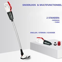 Kozoo Steelstofzuiger Draadloos - Zonder Zak - Op Accu - 4-in-1 - Vacuum Cleaner - Draadloze Stofzuiger - Inclusief Kruimeldief - Kruimelzuiger - HEPA Filter - 0,75L Stofbak - 3 Verschillende Opzetstukken - Rood/Wit — thumbnail 2