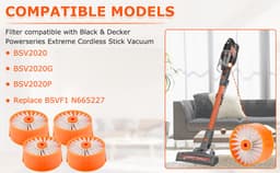 Filter set Geschikt voor BLACK&DECKER - 2x - Powerseries Extreme steelstofzuiger - Stofzuigerfilter voor BSV2020G en BSV2020P — thumbnail 4