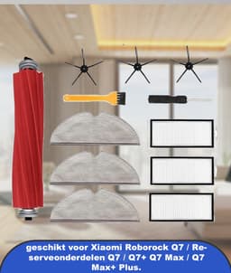 Accessoires geschikt voor Xiaomi Roborock Q7 / Reserveonderdelen Q7 / Q7+ Q7 Max / Q7 Max+ Plus. 1 hoofdborstel, 3 zijborstels, 3 filters, 3 schoonmaakdoeken, 1 schroevendraaier, 1 reinigingsborstel. — thumbnail 1