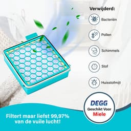 DEGG - HEPA filter geschikt voor Miele boost CX1 series - Vervangt SF HY 60 filter - Blauw - Hygiene airclean 60 - 2 STUK(S) — thumbnail 2