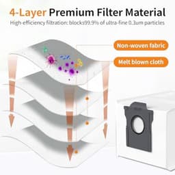 PromoHome 10 stofzuigerzakken Geschikt voor Dreame L10s Ultra Gen 2, L10s Pro Ultra Heat, X30 / X40 / X50 / Matrix10 Ultra, Aqua10 Ultra, X40/X50 Master, Mova E30 / V50 / E40 / Z50 — thumbnail 3