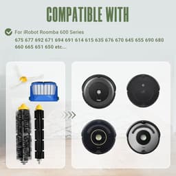 Vervangonderdelen Accessoires Kit gescht voor iRobot Roomba 675 694 692 614 670 677 671 691 676 639 679 615 600 Serie Robotstofzuiger Bevestiging, 1 Voorwiel, 1 Borstel, 6 Zijborstels, 4 Filters — thumbnail 2