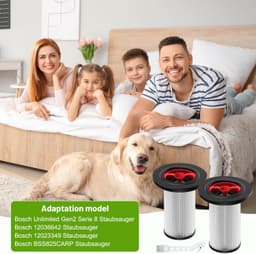2 Stuks stofzuigerfilter - geschikt voor Bosch Unlimited Gen2 Series 8 (vervangt Bosch 12036642, 12023349) – HEPA-filter inclusief reinigingsborstel - tegen nare geurtjes en fijnstof — thumbnail 5