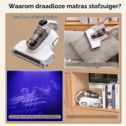 Draadloze mijtstofzuiger voor matrassen, 18 kpa matrasreiniger met 253,7 nm UV-C licht en 80000 trillingen, HEPA-filtermijtstofzuiger, handstofzuiger — thumbnail 3