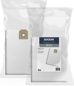 SQOON® Stofzuigerzakken 5 stuks Geschikt voor Kärcher T12 / T15 / T17 - High Filtration - Vervangt modellen 6.904-312, 6.904-315, 6.907-017, 6.907-019 - Voor industrieel gebruik — thumbnail 1