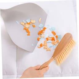 Kleine Veegborstel Stofpan - Handveger Blik - Desktop Schoonmaken - Ergonomische Handgreep - 33x17cm - Grijs — thumbnail 3