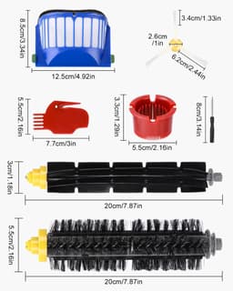 17 stuks - 2 paar Hoofdborstel, 4 filter , 6 zijborstel , 1 Platte kwast, 1 Ronde kwast en 1 schroevendraaier - Voor iRobot Roomba 600-serie 605 606 610 615 616 620 621 625 630 631 632 650 651 653 655 660 670 671 676 680 681 — thumbnail 3