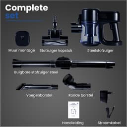 Saaf G90 Steelstofzuiger - 250W - Steelstofzuiger Draadloos - Stofzuiger Zonder Zak - 7-delige set met Buigbare Steel - 30kPa - Kruimeldief - Zwart — thumbnail 3