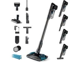 Philips Steelstofzuiger met Dweilfunctie XC8057/01 - Zuigmond met LED verlichting - Draadloos - Zonder Zak - Handstofzuigerfunctie - Alle Vloertypen - Lichtgewicht