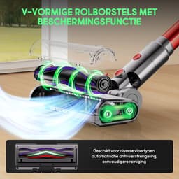Hiaonyx steelstofzuiger - 9-in-1 steelstofzuiger draadloos - 75000pa - Met dierenborstel - LED Groene Stofdetectielamp - Geschikt voor Tapijten - Harde Vloeren en Dierenharen - 2-liter stofopvangbox - Rood — thumbnail 5