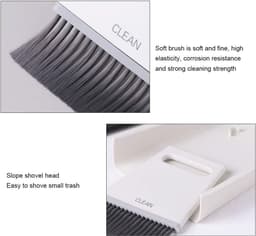 Bezem met Stoffer - Reinigingsset - Bureau Opruimen - Ruimtebesparend Ontwerp - 19.99 x 12.98 x 3 cm - Grijs Wit — thumbnail 3
