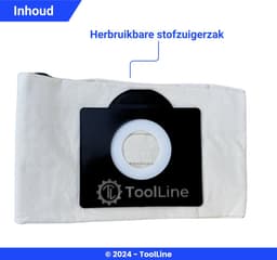 ToolLine® - Herbruikbare stofzuigerzak tot 100 keer - Geschikt voor Kärcher WD3 - WD4 - WD5 - WD6 - 6.959-130.0 - Parkside - DeLonghi - Electrolux - Hoover - Moulinex - Progress - Tornado - Volta - Karcher stofzuigerzakken — thumbnail 3
