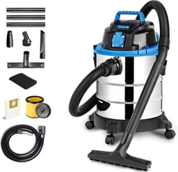 Bouwstofzuiger Zonder Zak - Alleszuiger Met Accessoires - Waterzuiger Met 20 Liter Reservoir - Stofzuiger - Met Waterfilter En Blaasfunctie – 1200 Watt - Voor Binnen en Buitenreiniging — thumbnail 1