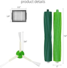 Set van 20 - Stofzuiger Vervangingsset - geschikt voor iRobot Roomba I7+ E5 E6 i7 - E5 - E6 - E7 – 2Borstel Kit – 8HEPA Filter – 8Zijborstel - Een flexibele borstel, een schroevendraaier en drie schroeven - Onderhoudsset — thumbnail 2