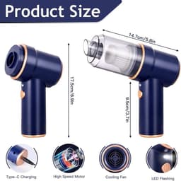 Draadloze Handstofzuiger - Blauw - Oplaadbare Mini-stofzuiger voor Huisdierenhaar en Autoreiniging — thumbnail 3