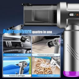 Handstofzuiger - Grijs - Draagbare Accu-stofzuiger met 25000 Pa Zuigkracht - Voor Auto en Huis — thumbnail 2
