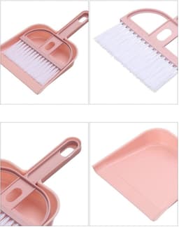 Mini Bezem Stofpan Set - Desktop Reinigingsset - Bureau Schoonmaken - Multifunctioneel Ontwerp - 17x10.5cm Bezem - Scandinavisch Roze — thumbnail 4