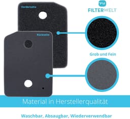 Dailygoods- Filter Set van 2 - Vervangingsfilters voor Miele 9164761 - Sponsfilter/Schuimfilter - Pluisfilter - Fijne/Grof 207 x 157 x 30 mm - 100% Made in Germany - Vervangingsfilter — thumbnail 5