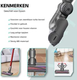 ZENC® Zuigmond Geschikt voor Dyson V6, DC58–DC74 & SV04–SV09 Steelstofzuiger - Vloerzuigmond - Mondstuk - Opzetstuk - Stofzuigeraccessoires - Grijs — thumbnail 3