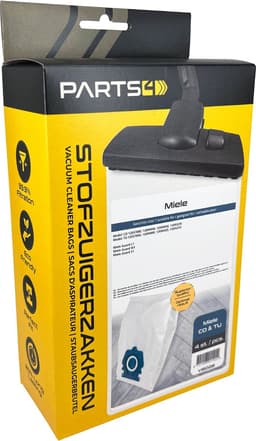 4 Stofzuigerzakken PARTS4® geschikt voor Miele GUARD stofzuigers | Alternatief voor type CO 12557080 & TU 12557060 | Passend in o.a. Miele Guard L1, Guard M1, Guard S1 | Meerdere sterke lagen & goed sluitende kunststof houder — thumbnail 1