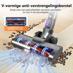 Fukstern Draadloze Steelstofzuiger - 40kPa Zuigkracht - 55 Minuten Werktijd - 2 Zuigstanden - 5-lags HEPA-filtersysteem - Paars — thumbnail 4