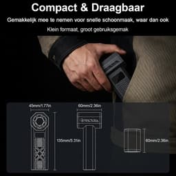 2-in-1 Elektrische Luchtblazer en Mini Stofzuiger - Draadloze Air Duster met 8000mAh Accu - 4 Vermogensstanden - LED Display en Werklicht - Computer Reinigingsset met 5 Mondstukken en Stofreservoir - USB-C Oplaadbaar — thumbnail 3