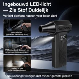 2-in-1 Elektrische Luchtblazer en Mini Stofzuiger - Draadloze Air Duster met 8000mAh Accu - 4 Vermogensstanden - LED Display en Werklicht - Computer Reinigingsset met 5 Mondstukken en Stofreservoir - USB-C Oplaadbaar — thumbnail 2