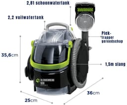 Nexvo® Tapijtreiniger machine - Tapijtreiniger - Tapijtreiniger apparaat - Zwart/Groen - ‎25cm x 36cm x 36cm — thumbnail 2